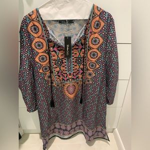 Bohemian Teal,Pink and Orange Printed Dress by Urban CoCo XXL